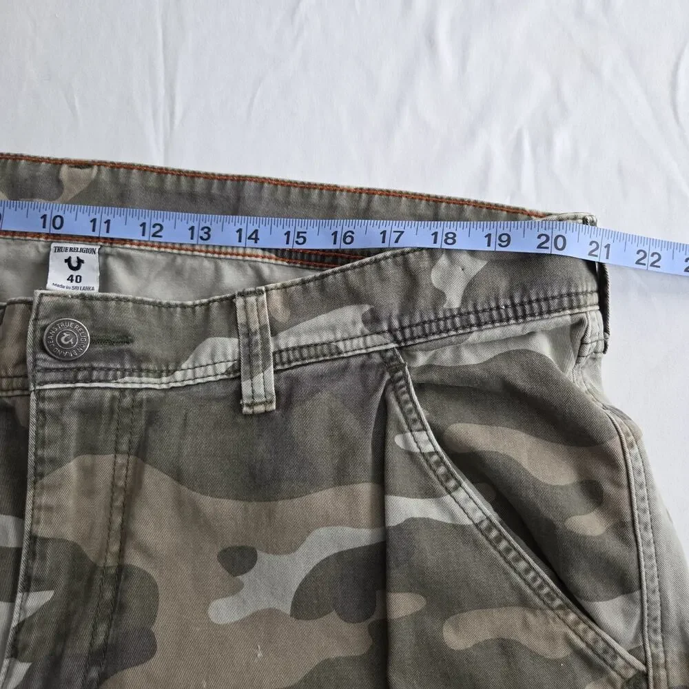 True Religion Joggers Pants Mens 40 Green Camo Denim